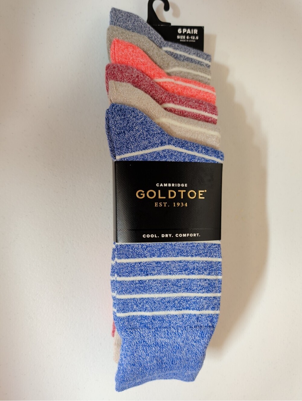 Gold Toe Men's Cambridge Crew Socks 6 Pair Size 6-12.5 Cool. Dry. Comfort.